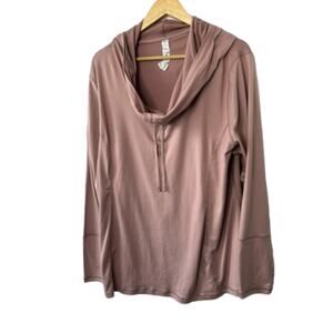 Balance Collection Mauve Long Sleeve Cowl Neck Hooded Long Sleeve Shirt Sz 2X